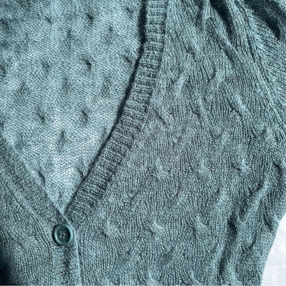 Stormy Ocean Blue Mohair Cardigan Size S - Picture 11 of 11